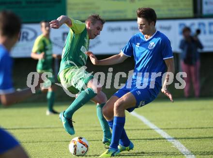 Fussball Kaerntner Liga. Lendorf gegen Annabichler SV. Martin Nagy, (Lendorf), Florian Georg Weiss  (ASV). Lendorf, am 15.6.2018.
Foto: Kuess
---
pressefotos, pressefotografie, kuess, qs, qspictures, sport, bild, bilder, bilddatenbank