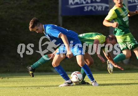 Fussball Kaerntner Liga. Lendorf gegen Annabichler SV.  Martin Morgenstern,  (Lendorf), Jakov Mrsic (ASV). Lendorf, am 15.6.2018.
Foto: Kuess
---
pressefotos, pressefotografie, kuess, qs, qspictures, sport, bild, bilder, bilddatenbank