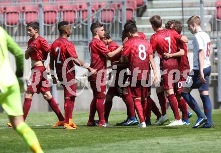 Fussball Laenderspiel. Tournament delle Nazioni. Portugal gegen Norwegen.  Torjubel (Portugal). Klagenfurt, am 24.4.2018.
Foto: Kuess
---
pressefotos, pressefotografie, kuess, qs, qspictures, sport, bild, bilder, bilddatenbank