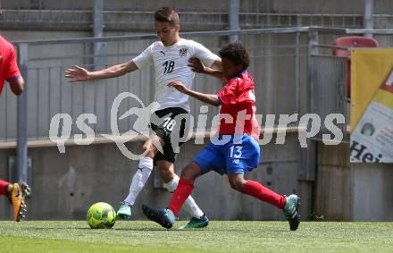 Fussball Laenderspiel. Tournament delle Nazioni. Oesterreich gegen Costa Rica. Daniel Klicnik,  (Oesterreich), Jewison FCO Bennette Villegas (Costa Rica). Klagenfurt, am 24.4.2018.
Foto: Kuess
---
pressefotos, pressefotografie, kuess, qs, qspictures, sport, bild, bilder, bilddatenbank