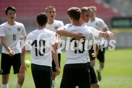 Fussball Laenderspiel. Tournament delle Nazioni. Oesterreich gegen Costa Rica. Torjubel  (Oesterreich). Klagenfurt, am 24.4.2018.
Foto: Kuess
---
pressefotos, pressefotografie, kuess, qs, qspictures, sport, bild, bilder, bilddatenbank