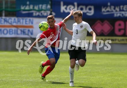 Fussball Laenderspiel. Tournament delle Nazioni. Oesterreich gegen Costa Rica. Sebastian Breuer, (Oesterreich), Brandon Aguilera Zamora  (Costa Rica). Klagenfurt, am 24.4.2018.
Foto: Kuess
---
pressefotos, pressefotografie, kuess, qs, qspictures, sport, bild, bilder, bilddatenbank