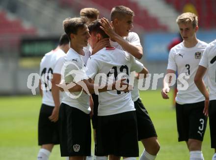 Fussball Laenderspiel. Tournament delle Nazioni. Oesterreich gegen Costa Rica. Torjubel  (Oesterreich). Klagenfurt, am 24.4.2018.
Foto: Kuess
---
pressefotos, pressefotografie, kuess, qs, qspictures, sport, bild, bilder, bilddatenbank