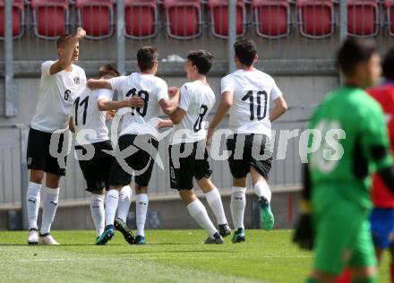 Fussball Laenderspiel. Tournament delle Nazioni. Oesterreich gegen Costa Rica.  Torjubel (Oesterreich). Klagenfurt, am 24.4.2018.
Foto: Kuess
---
pressefotos, pressefotografie, kuess, qs, qspictures, sport, bild, bilder, bilddatenbank