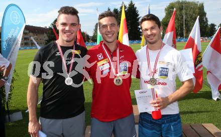 Leichtathletik, Oesterreichische Meisterschaften 2018.   100 Meter. Maximilian Muenzker, Markus Fuchs, Andreas Meyer. Klagenfurt, am 21.7.2018.
Foto: Kuess
---
pressefotos, pressefotografie, kuess, qs, qspictures, sport, bild, bilder, bilddatenbank