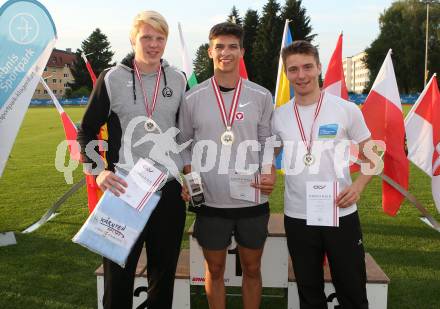 Leichtathletik, Oesterreichische Meisterschaften 2018.   Stabhochsprung. Pascal Kobelt, Riccardo Klotz, Sebastian Ender. Klagenfurt, am 21.7.2018.
Foto: Kuess
---
pressefotos, pressefotografie, kuess, qs, qspictures, sport, bild, bilder, bilddatenbank