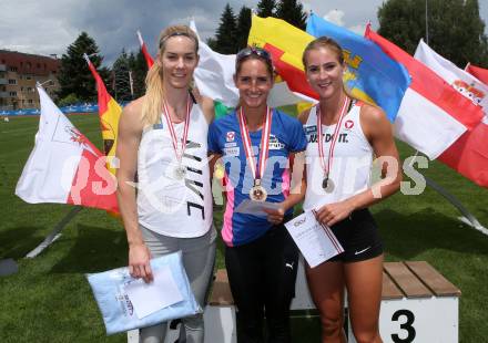 Leichtathletik. Oesterreichische Meisterschaften 2018.  100 Meter Huerden Frauen. Beate SCHROTT, Stephanie BENDRAT, Karin STRAMETZ. Klagenfurt, am 22.7.2018.
Foto: Kuess
---
pressefotos, pressefotografie, kuess, qs, qspictures, sport, bild, bilder, bilddatenbank