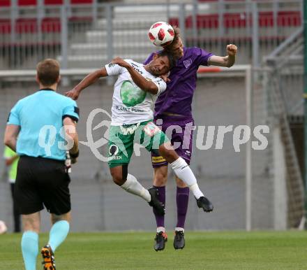 Fussball 2. Liga. SK Austria Klagenfurt gegen SC Austria Lustenau.  Scott Fitzgerald Kennedy, (Klagenfurt),  Ronivaldo Bernardo Sales  (Lustenau). Klagenfurt, am 27.7.2018.
Foto: Kuess
---
pressefotos, pressefotografie, kuess, qs, qspictures, sport, bild, bilder, bilddatenbank