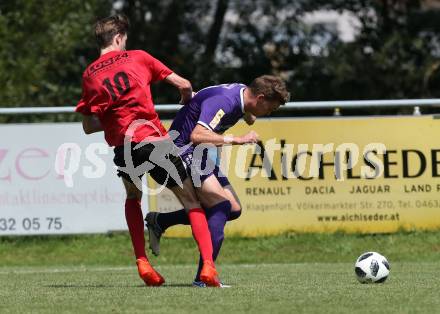 Fussball Unterliga Ost. Gurnitz gegen Eisenkappel. Michael Kolbitsch,  (Gurnitz), Matija Smrtnik (Eisenkappel). Gurnitz, am 29.7.2018.
Foto: Kuess
---
pressefotos, pressefotografie, kuess, qs, qspictures, sport, bild, bilder, bilddatenbank