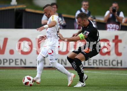 Fussball tipico Bundesliga. RZ Pellets WAC gegen FK Austria Wien. Michael Sollbauer,  (WAC), Lucas Henrique Ferreira Venuto (Austria Wien). Wolfsberg, am 5.8.2018.
Foto: Kuess

---
pressefotos, pressefotografie, kuess, qs, qspictures, sport, bild, bilder, bilddatenbank