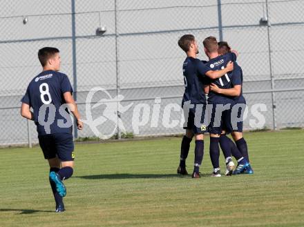 Fussball. Kaerntner Liga. St. Jakob/Rosental gegen Matrei. Torjubel Manuel Hanser, Benedikt Wibmer, Mario Kleinlercher, Jonathan Panzl (Matrei). St. Jakob, 4.8.2018.
Foto: Kuess
---
pressefotos, pressefotografie, kuess, qs, qspictures, sport, bild, bilder, bilddatenbank