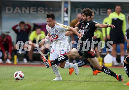 Fussball tipico Bundesliga. RZ Pellets WAC gegen FK Austria Wien. Michael Novak,  (WAC), Dominik Prokop (Austria Wien). Wolfsberg, am 5.8.2018.
Foto: Kuess

---
pressefotos, pressefotografie, kuess, qs, qspictures, sport, bild, bilder, bilddatenbank