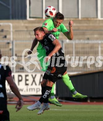 Fussball Testspiel. RZ Pellets WAC gegen Hannover 96. Bernd Gschweidl,  (WAC), Kevin Wimmer (Hannover). Wolfsberg, am 1.8.2018.
Foto: Kuess
---
pressefotos, pressefotografie, kuess, qs, qspictures, sport, bild, bilder, bilddatenbank