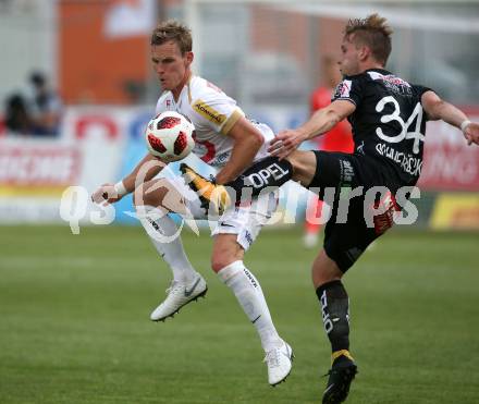 Fussball tipico Bundesliga. RZ Pellets WAC gegen FK Austria Wien. Marc Andre Schmerboeck,   (WAC), Thomas Salamon (Austria Wien). Wolfsberg, am 5.8.2018.
Foto: Kuess

---
pressefotos, pressefotografie, kuess, qs, qspictures, sport, bild, bilder, bilddatenbank