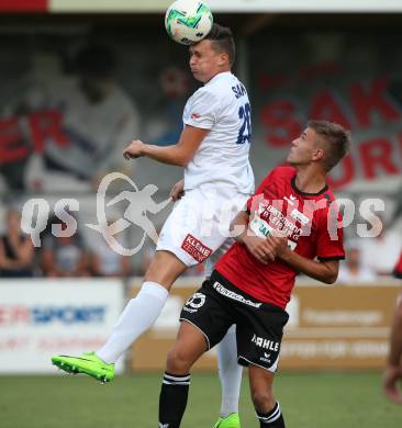 Fussball. Kaerntner Liga. SAK gegen St. Michael/Bleiburg. Zdravko Koletnik,  (SAK),  Philipp Gerhard Pachoinig (St. Michael). Klagenfurt, 3.8.2018.
Foto: Kuess
---
pressefotos, pressefotografie, kuess, qs, qspictures, sport, bild, bilder, bilddatenbank