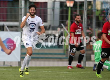 Fussball. Kaerntner Liga. SAK gegen St. Michael/Bleiburg. Torjubel Stephan Buergler (SAK). Klagenfurt, 3.8.2018.
Foto: Kuess
---
pressefotos, pressefotografie, kuess, qs, qspictures, sport, bild, bilder, bilddatenbank