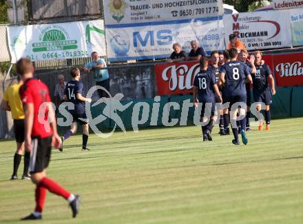 Fussball. Kaerntner Liga. St. Jakob/Rosental gegen Matrei. Torjubel (Matrei). St. Jakob, 4.8.2018.
Foto: Kuess
---
pressefotos, pressefotografie, kuess, qs, qspictures, sport, bild, bilder, bilddatenbank