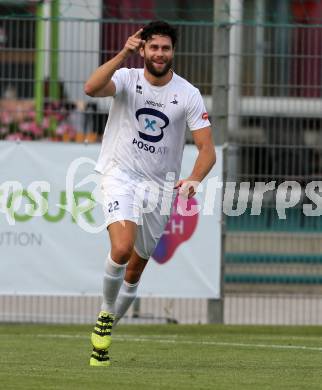 Fussball. Kaerntner Liga. SAK gegen St. Michael/Bleiburg.  Torjubel Stephan Buergler (SAK). Klagenfurt, 3.8.2018.
Foto: Kuess
---
pressefotos, pressefotografie, kuess, qs, qspictures, sport, bild, bilder, bilddatenbank