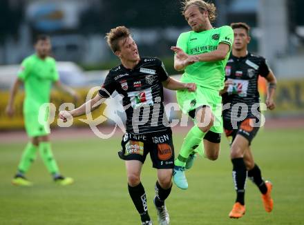Fussball Testspiel. RZ Pellets WAC gegen Hannover 96. Fabian Tauchhammer (WAC), Iver Fossum  (Hannover). Wolfsberg, am 1.8.2018.
Foto: Kuess
---
pressefotos, pressefotografie, kuess, qs, qspictures, sport, bild, bilder, bilddatenbank