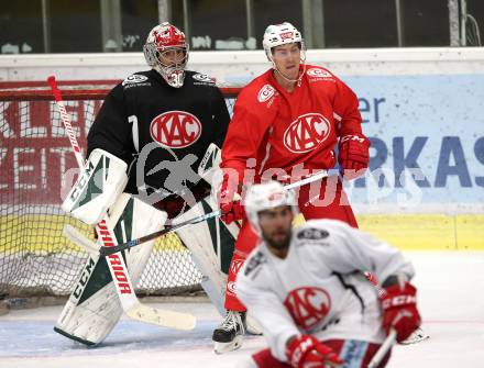 Eishockey Bundesliga. EC KAC. Training.  Lars Haugen, Nick Petersen. Klagenfurt, 6.8.2018.
Foto: Kuess
---
pressefotos, pressefotografie, kuess, qs, qspictures, sport, bild, bilder, bilddatenbank