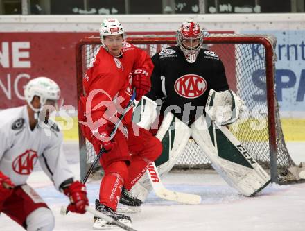 Eishockey Bundesliga. EC KAC. Training.  Nick Petersen,  Lars Haugen. Klagenfurt, 6.8.2018.
Foto: Kuess
---
pressefotos, pressefotografie, kuess, qs, qspictures, sport, bild, bilder, bilddatenbank
