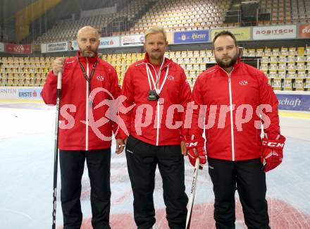 Eishockey. Bundesliga. EC KAC. Jarno Mensonen, Petri Matikainen, Juha Soronen. Klagenfurt, 6.8.2018.
Foto: Kuess
---
pressefotos, pressefotografie, kuess, qs, qspictures, sport, bild, bilder, bilddatenbank