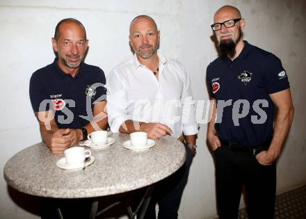 EBEL. Eishockey Bundesliga. Mannschaftspraesentation VSV.  Hans Winkler, Trainer Gerhard Unterluggauer, Co-Trainer Markus Peintner. Villach, am 8.8.2018.
Foto: Kuess
---
pressefotos, pressefotografie, kuess, qs, qspictures, sport, bild, bilder, bilddatenbank