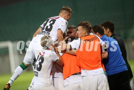 Fussball. 2. Liga. SK Austria Klagenfurt gegen FC Wacker Innsbruck II. Torjubel   (Innsbruck). Klagenfurt, 17.8.2018.
Foto: Kuess
---
pressefotos, pressefotografie, kuess, qs, qspictures, sport, bild, bilder, bilddatenbank