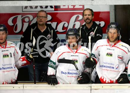 Eishockey Testspiel. EC VSV gegen EC Bad Nauheim.  Trainer Christoph Kreutzer, Co-Trainer Harry Lange (Nauheim). Villach, am 17.8.2018.
Foto: Kuess 


---
pressefotos, pressefotografie, kuess, qs, qspictures, sport, bild, bilder, bilddatenbank