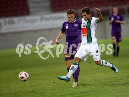 Fussball. 2. Liga. SK Austria Klagenfurt gegen FC Wacker Innsbruck II. Benedikt Pichler (Austria Klagenfurt), Murat Satin  (Innsbruck). Klagenfurt, 17.8.2018.
Foto: Kuess
---
pressefotos, pressefotografie, kuess, qs, qspictures, sport, bild, bilder, bilddatenbank