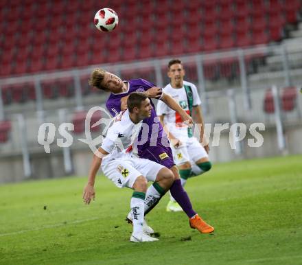 Fussball. 2. Liga. SK Austria Klagenfurt gegen FC Wacker Innsbruck II. Marco Hoedl (Austria Klagenfurt), Manuel Maranda, (Innsbruck). Klagenfurt, 17.8.2018.
Foto: Kuess
---
pressefotos, pressefotografie, kuess, qs, qspictures, sport, bild, bilder, bilddatenbank