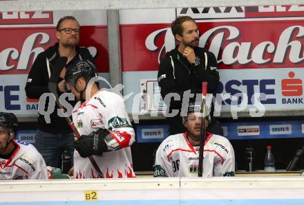Eishockey Testspiel. EC VSV gegen EC Bad Nauheim.   Trainer Christoph Kreutzer, Co-Trainer Harry Lange (VSV). Villach, am 17.8.2018.
Foto: Kuess 


---
pressefotos, pressefotografie, kuess, qs, qspictures, sport, bild, bilder, bilddatenbank