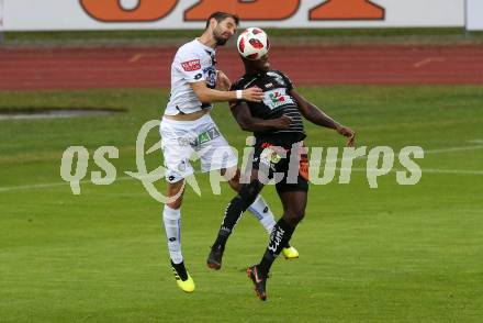 Fussball tipico Bundesliga. RZ Pellets WAC gegen SK Puntigamer Sturm Graz.  Dever Akeem Orgill,  (WAC), Anastasios Avlonitis (Graz). Wolfsberg, am 25.8.2018.
Foto: Kuess

---
pressefotos, pressefotografie, kuess, qs, qspictures, sport, bild, bilder, bilddatenbank