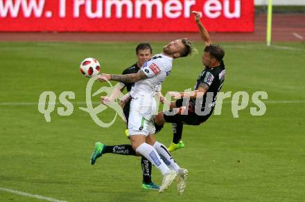 Fussball tipico Bundesliga. RZ Pellets WAC gegen SK Puntigamer Sturm Graz.  Manfred Gollner, Lukas Schmitz,  (WAC), Peter Zulj (Graz). Wolfsberg, am 25.8.2018.
Foto: Kuess

---
pressefotos, pressefotografie, kuess, qs, qspictures, sport, bild, bilder, bilddatenbank