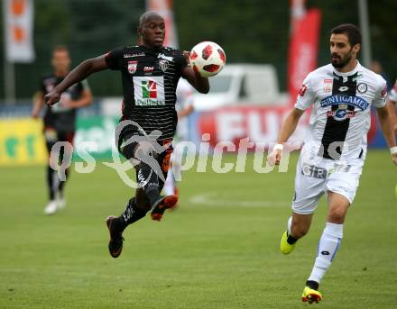 Fussball tipico Bundesliga. RZ Pellets WAC gegen SK Puntigamer Sturm Graz.  Dever Akeem Orgill,  (WAC), Anastasios Avlonitis (Graz). Wolfsberg, am 25.8.2018.
Foto: Kuess

---
pressefotos, pressefotografie, kuess, qs, qspictures, sport, bild, bilder, bilddatenbank