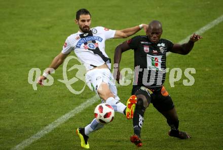 Fussball tipico Bundesliga. RZ Pellets WAC gegen SK Puntigamer Sturm Graz.  Dever Akeem Orgill,  (WAC), Anastasios Avlonitis (Graz). Wolfsberg, am 25.8.2018.
Foto: Kuess

---
pressefotos, pressefotografie, kuess, qs, qspictures, sport, bild, bilder, bilddatenbank