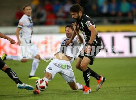 Fussball tipico Bundesliga. RZ Pellets WAC gegen SK Puntigamer Sturm Graz.  Michael Novak,  (WAC), Otari Kiteishvili (Graz). Wolfsberg, am 25.8.2018.
Foto: Kuess

---
pressefotos, pressefotografie, kuess, qs, qspictures, sport, bild, bilder, bilddatenbank