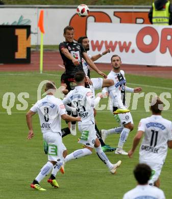 Fussball tipico Bundesliga. RZ Pellets WAC gegen SK Puntigamer Sturm Graz.  Mario Leitgeb,  (WAC), Anastasios Avlonitis (Graz). Wolfsberg, am 25.8.2018.
Foto: Kuess

---
pressefotos, pressefotografie, kuess, qs, qspictures, sport, bild, bilder, bilddatenbank