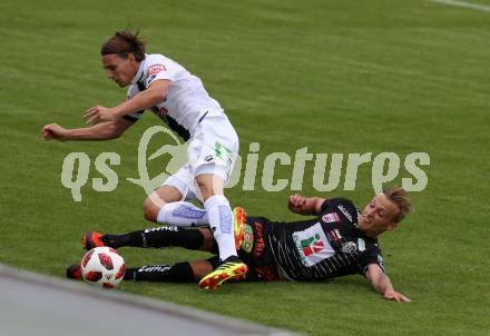 Fussball tipico Bundesliga. RZ Pellets WAC gegen SK Puntigamer Sturm Graz.  Marcel Ritzmaier, (WAC), Stefan Hierlaender (Graz). Wolfsberg, am 25.8.2018.
Foto: Kuess

---
pressefotos, pressefotografie, kuess, qs, qspictures, sport, bild, bilder, bilddatenbank