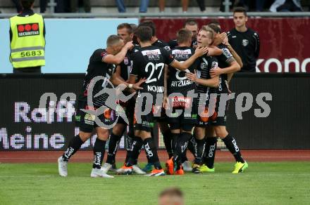 Fussball tipico Bundesliga. RZ Pellets WAC gegen SK Puntigamer Sturm Graz.  Torjubel  (WAC). Wolfsberg, am 25.8.2018.
Foto: Kuess

---
pressefotos, pressefotografie, kuess, qs, qspictures, sport, bild, bilder, bilddatenbank