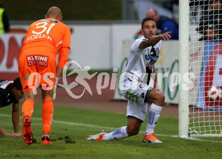 Fussball tipico Bundesliga. RZ Pellets WAC gegen SK Puntigamer Sturm Graz.  Alexander Kofler, (WAC), Markus Pink  (Graz). Wolfsberg, am 25.8.2018.
Foto: Kuess

---
pressefotos, pressefotografie, kuess, qs, qspictures, sport, bild, bilder, bilddatenbank