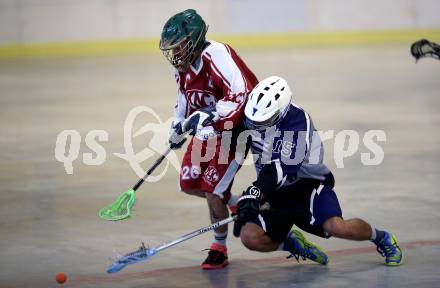 Lacrosse. KAC gegen Vienna Monarchs Lacrosse. Lukas Ertler (KAC), Jan Fink (Vienna). Klagenfurt, am 12.8.2018.
Foto: Kuess
---
pressefotos, pressefotografie, kuess, qs, qspictures, sport, bild, bilder, bilddatenbank