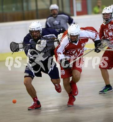 Lacrosse. KAC gegen Vienna Monarchs Lacrosse. Stefan Erber (KAC), Adrian Balasch (Vienna). Klagenfurt, am 12.8.2018.
Foto: Kuess
---
pressefotos, pressefotografie, kuess, qs, qspictures, sport, bild, bilder, bilddatenbank