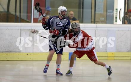 Lacrosse. KAC gegen Vienna Monarchs Lacrosse. Emil Landgrebe (KAC), Stefan Lorenz (Vienna). Klagenfurt, am 12.8.2018.
Foto: Kuess
---
pressefotos, pressefotografie, kuess, qs, qspictures, sport, bild, bilder, bilddatenbank