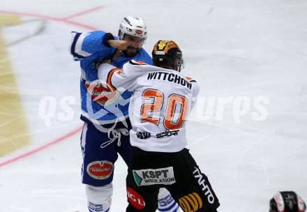 Eishockey Testspiel. EC VSV gegen KooKoo. Matt Pelech, (VSV), Ed Wittchow  (KooKoo). Villach, am 1.9.2018.
Foto: Kuess 


---
pressefotos, pressefotografie, kuess, qs, qspictures, sport, bild, bilder, bilddatenbank