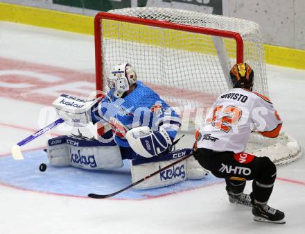 Eishockey Testspiel. EC VSV gegen KooKoo. Dan Bakala, (VSV),  Kimi Koivisto (KooKoo). Villach, am 1.9.2018.
Foto: Kuess 


---
pressefotos, pressefotografie, kuess, qs, qspictures, sport, bild, bilder, bilddatenbank