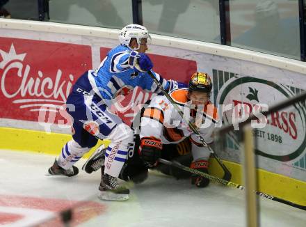 Eishockey Testspiel. EC VSV gegen KooKoo. Blaine Down,  (VSV), Alexander Bonsaksen (KooKoo). Villach, am 1.9.2018.
Foto: Kuess 


---
pressefotos, pressefotografie, kuess, qs, qspictures, sport, bild, bilder, bilddatenbank