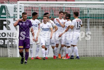 Fussball 2. Liga. SK Austria Klagenfurt gegen Young Violets Austria Wien. Torjubel  (Young Violets). Klagenfurt, am 2.9.2018.
Foto: Kuess
---
pressefotos, pressefotografie, kuess, qs, qspictures, sport, bild, bilder, bilddatenbank