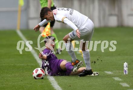 Fussball 2. Liga. SK Austria Klagenfurt gegen Young Violets Austria Wien. Daniel Steinwender,  (Klagenfurt), Florian Hainka (Young Violets). Klagenfurt, am 2.9.2018.
---
pressefotos, pressefotografie, kuess, qs, qspictures, sport, bild, bilder, bilddatenbank