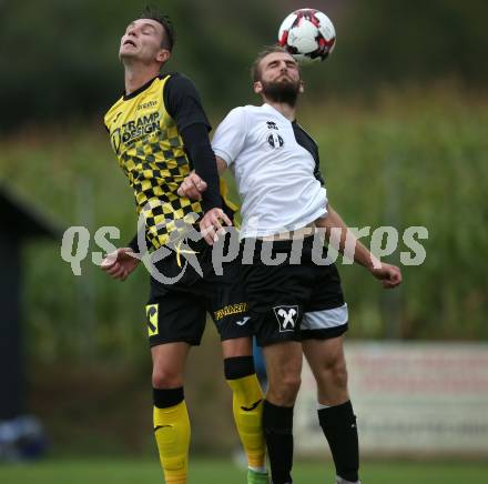 Fussball 1. Klasse D. Griffen gegen Haimburg. Mirel Sinanovic,  (Griffen),  Michael Dobrounig (Haimburg). Griffen, am 1.9.2018.
Foto: Kuess
---
pressefotos, pressefotografie, kuess, qs, qspictures, sport, bild, bilder, bilddatenbank